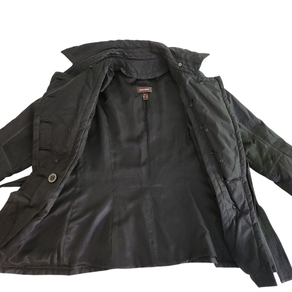 DANIER Black Belted Jacket with Leather Accents & rabbit Fur Lining - Size small - Picture 10 of 15